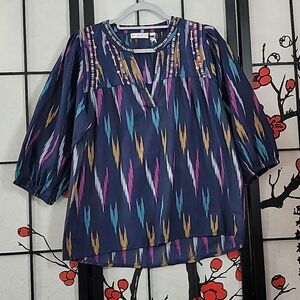 Roller Rabbit Michi Ikat Embroidered Top